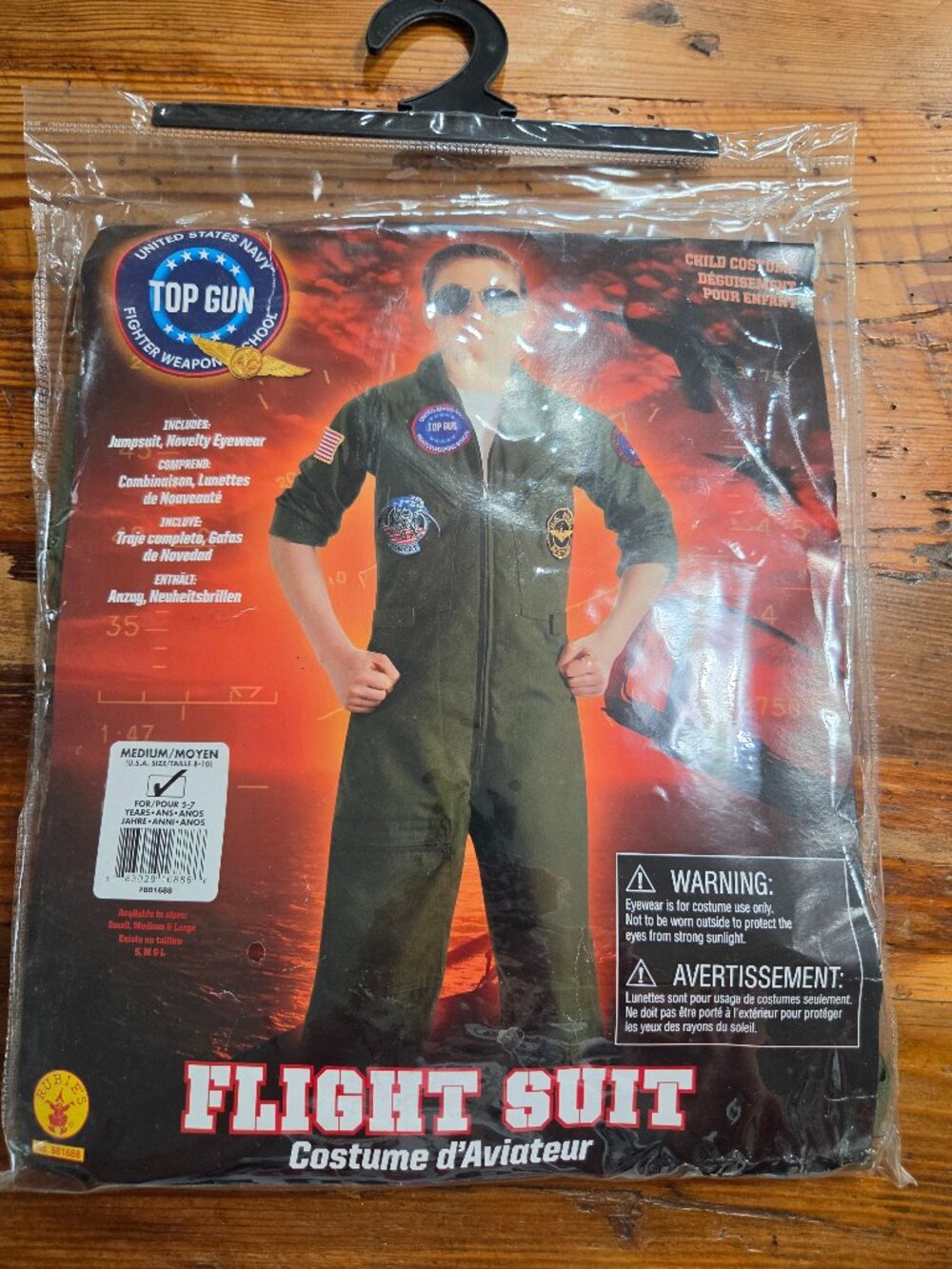 Rubie's US Navy Top Gun Flight Suit Youth Medium (8-10) Costume Halloween New